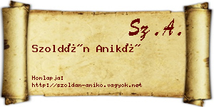 Szoldán Anikó névjegykártya